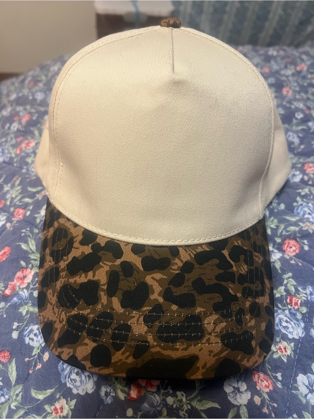 Others Follow Cream Cap with Brown Leopard-Print Brim